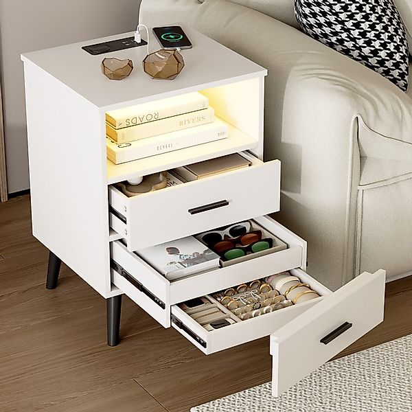 LVSOMT Nachttisch mit Beleuchtung LED und günstig online kaufen