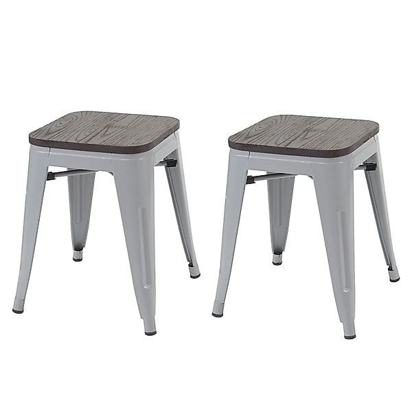 PROREGAL 2er-Set Hocker Inkl. Holz-Sitzfläche Metall Industriedesign Stapel günstig online kaufen