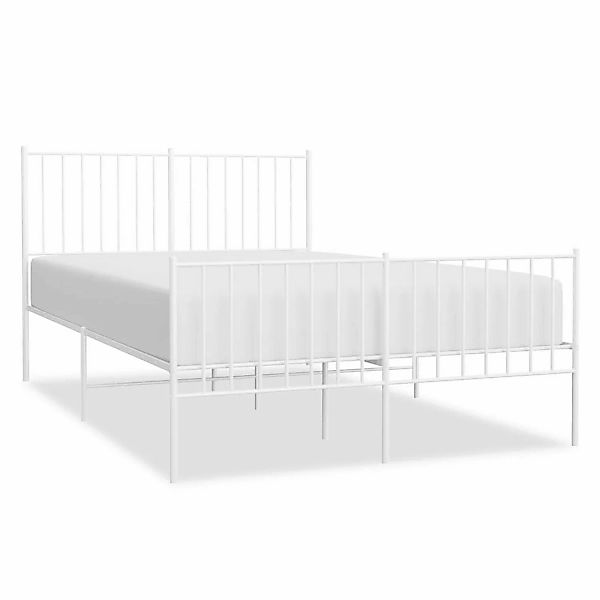 vidaXL Bettgestell mit Kopf- und Fußteil Metall Weiß 120x190 cm Modell 2162 günstig online kaufen