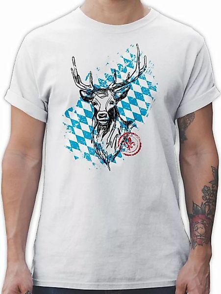 Shirtracer T-Shirt Hirsch mit bayrischem Wappen Mode für Oktoberfest Herren günstig online kaufen