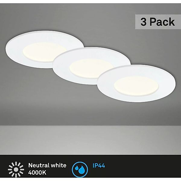 Briloner LED-Einbauleuchte 3er-Set Weiß H: 3 cm Ø: 8,5 cm günstig online kaufen