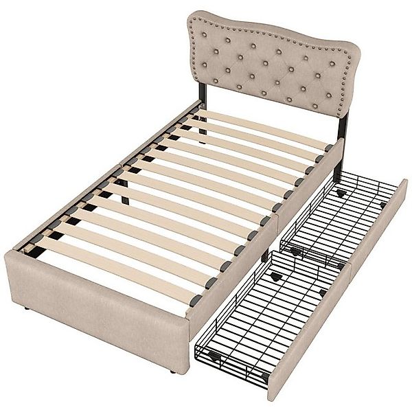 Gotagee Polsterbett Einzelbett 90x200cm Flaches Bett Schubladen Bettgestell günstig online kaufen
