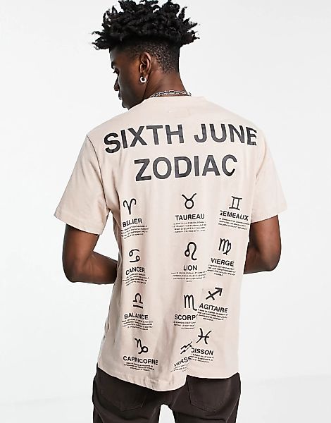Sixth June – Oversize-T-Shirt in Sanftrosa mit Zodiac-Rückenprint günstig online kaufen