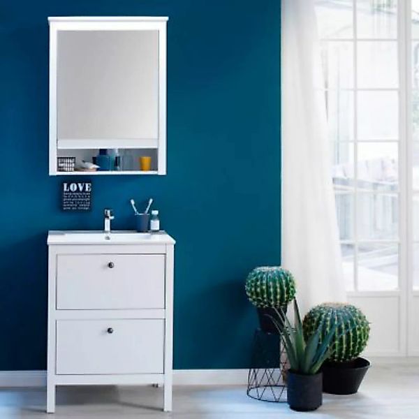 Lomadox Badezimmer Waschtisch Set 2-tlg. im Landhausstil OLOT-19 in Weiß, B günstig online kaufen