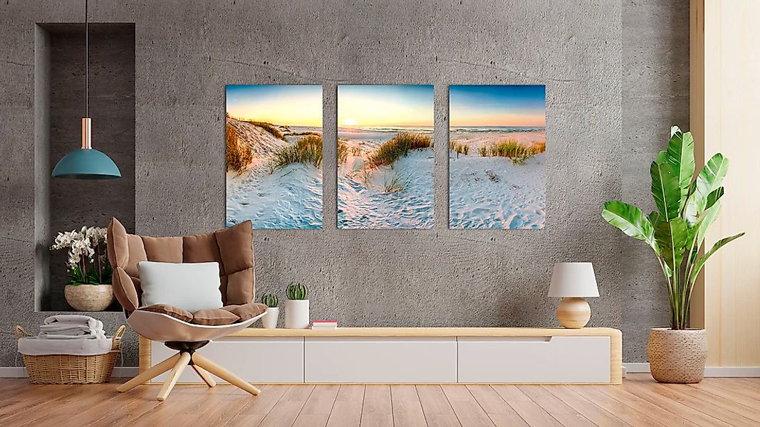 queence Acrylglasbild »Sunset Beach 3-teilig«, Strand-Meer-Meer Bilder-Himm günstig online kaufen