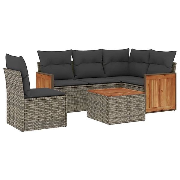 vidaXL 6-Tlg Garten-Sofagarnitur mit Kissen Grau Poly Rattan 3227663 günstig online kaufen