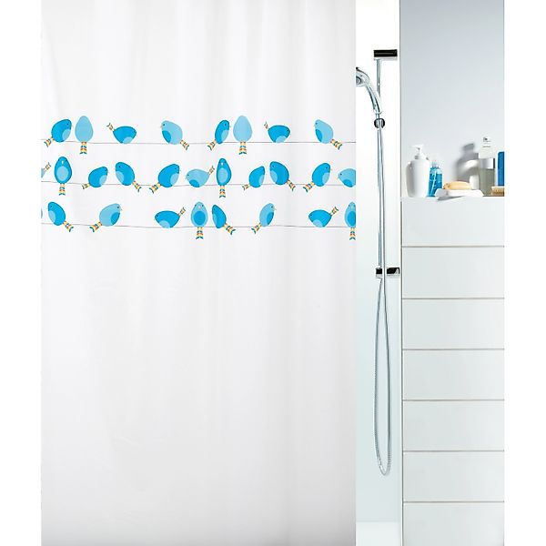 Spirella Duschvorhang Birdy Blue 200 cm x 180 cm günstig online kaufen