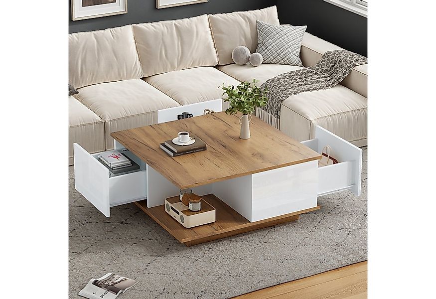 OKWISH Couchtisch hochglänzende Wohnzimmertisch (Sofatisch,Beistelltisch, 1 günstig online kaufen