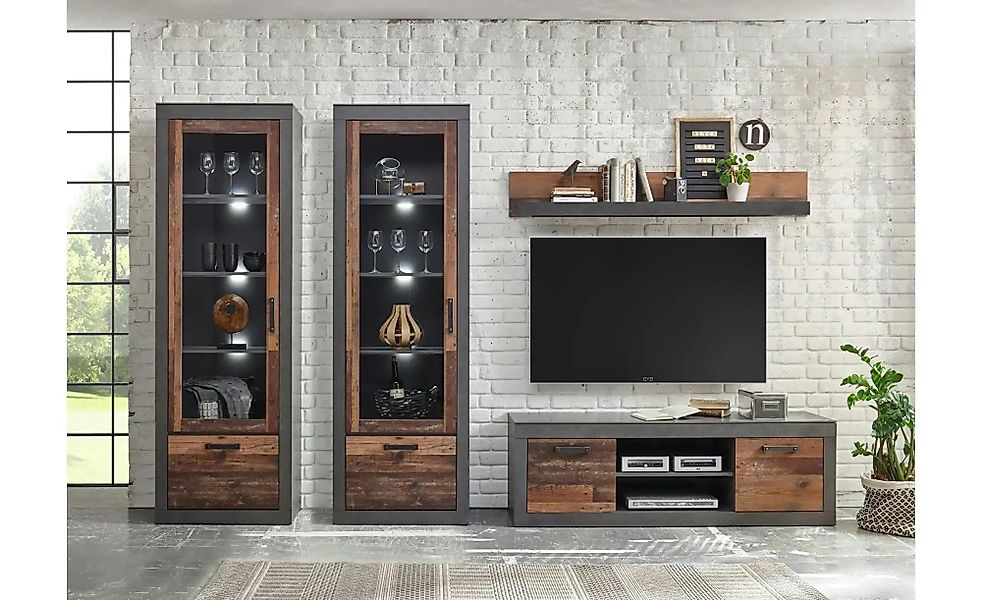 Wohnwand  Bilbao ¦ braun ¦ Maße (cm): B: 303 H: 201 T: 43.0 Kommoden & Side günstig online kaufen