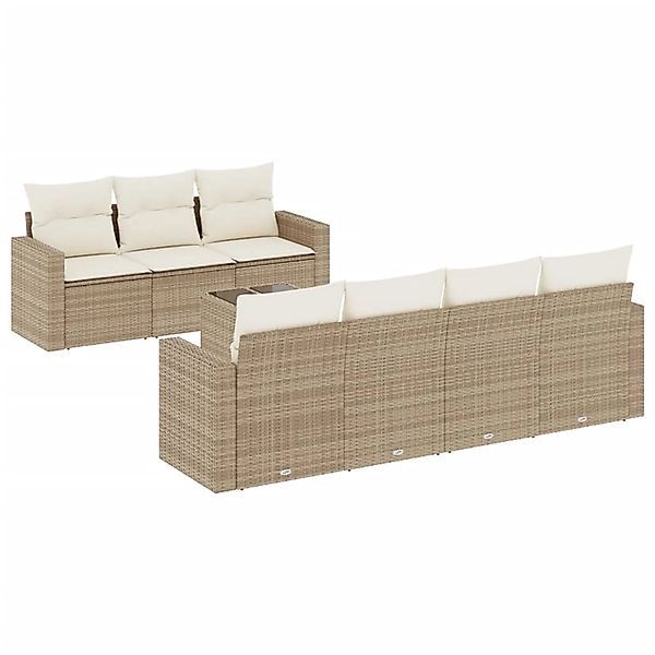vidaXL 8-Tlg Garten-Sofagarnitur mit Kissen Beige Poly Rattan 3218718 günstig online kaufen