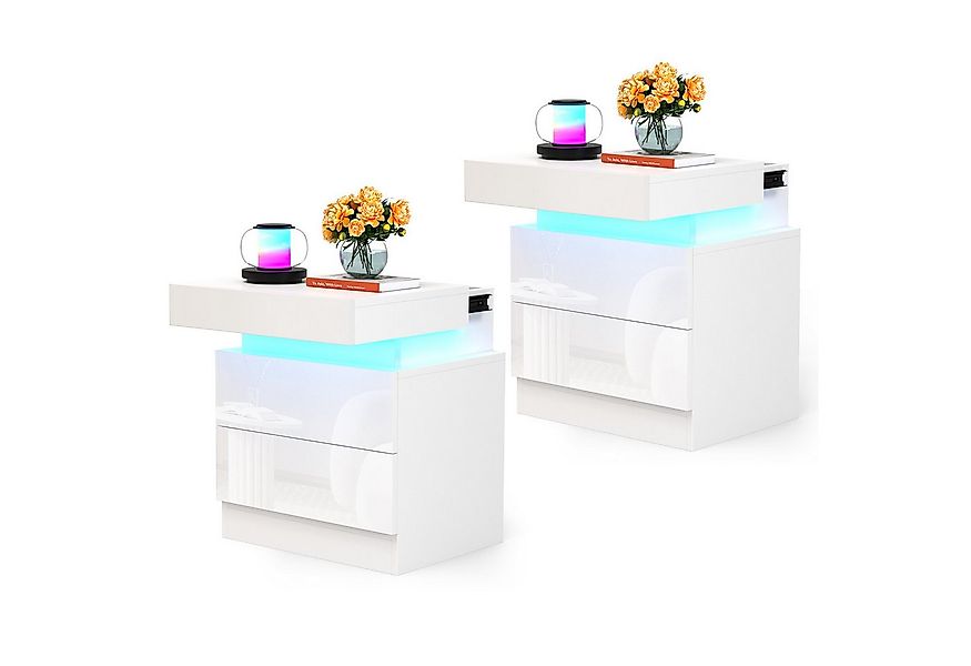 JEOBEST Nachttisch Nachtschrank mit 2 Schubladen, Nachtschrank für Wohnzimm günstig online kaufen