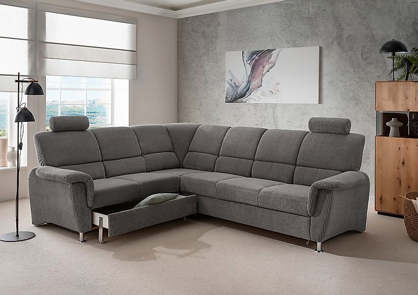 Home affaire Ecksofa »Pisa L-Form, mit Schlaffunktion, Stauraum, 2x höhenve günstig online kaufen
