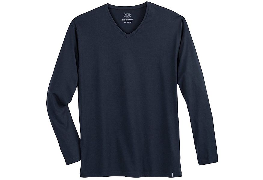 CECEBA V-Shirt Ceceba V-Neck Longsleeve Übergröße navy günstig online kaufen