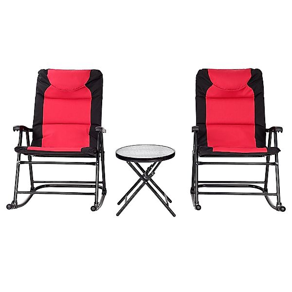 KOMFOTTEU Schaukelstuhl Set mit Beistelltisch, Outdoor-Gartenmöbel-Set günstig online kaufen