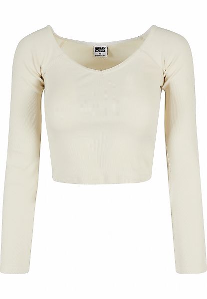 URBAN CLASSICS Langarmshirt "Urban Classics Damen Ladies Short Rib Wide V-N günstig online kaufen