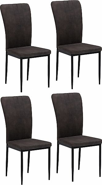 Home affaire 4-Fußstuhl "Bergamo", (Set), 4 St., Luxus-Microfaser Vintage, günstig online kaufen
