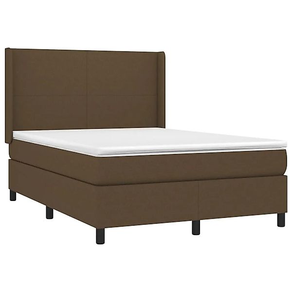 vidaXL Boxspringbett mit Matratze & LED Dunkelbraun 140x200 cm Stoff 313816 günstig online kaufen