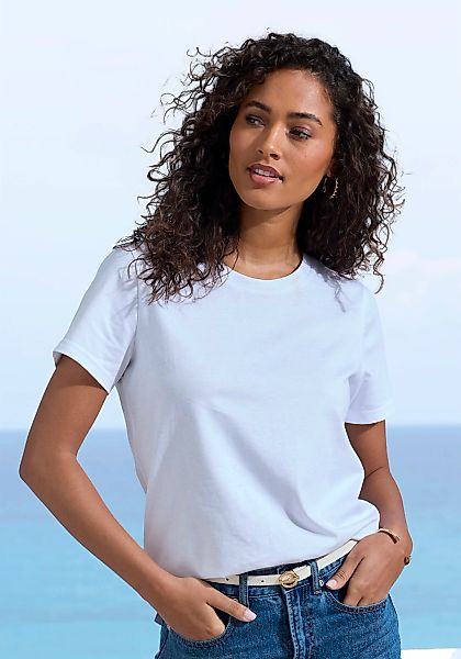 Beachtime T-Shirt "mit modischem Schlitz am Saum", aus hochwertiger Baumwol günstig online kaufen