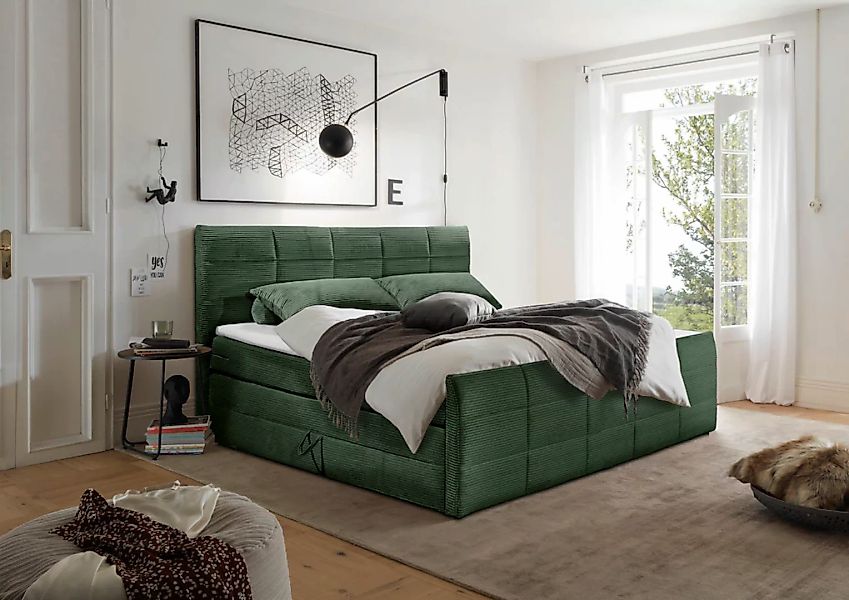 ED EXCITING DESIGN Boxspringbett "Bolivia", harte Seite mit Kokosmatte, wei günstig online kaufen