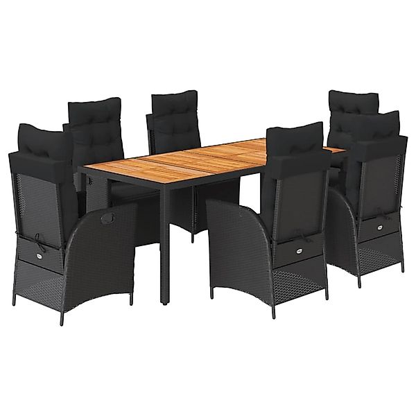 vidaXL 7-Tlg Garten-Essgruppe mit Kissen Schwarz Poly Rattan 3213342 günstig online kaufen