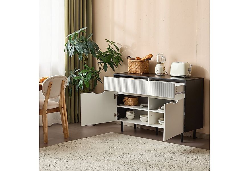 STILVORA Sideboard Küchenschrank mit geriffelten Schubladen&2 Türen,Beistel günstig online kaufen