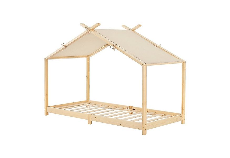 en.casa Kinderbett, »Brome« Hausbett 90 x 200 cm Holz Naturfarben günstig online kaufen