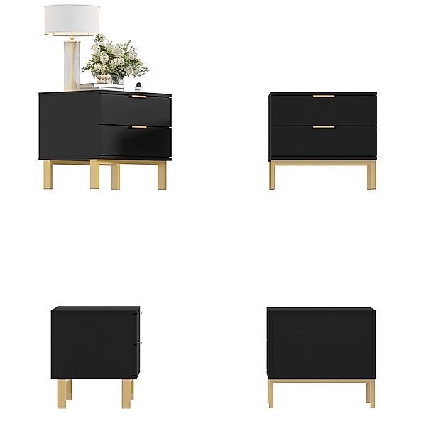 FUFU&GAGA Nachtschrank Nachtschrank mit Schubladen, Schwarz, günstig online kaufen