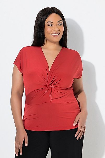 Ulla Popken T-Shirt Top Drapierung V-Ausschnitt ärmellos günstig online kaufen