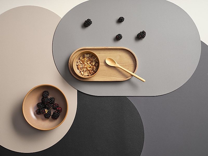 ASA SELECTION Platzset leather optic fine Tischset oval black 49,5x33cm günstig online kaufen