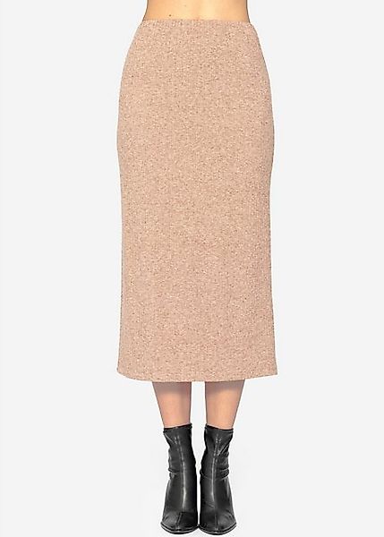 SASSYCLASSY Strickrock Gerippter Midirock Damen mit günstig online kaufen