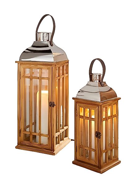 Dekoleidenschaft Kerzenlaterne "Wood", Laterne in 2 günstig online kaufen