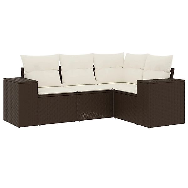 vidaXL 4-Tlg Garten-Sofagarnitur mit Kissen Braun Poly Rattan 3254850 günstig online kaufen