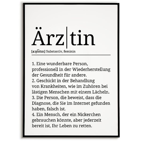 Tigerlino Poster Ärztin Definition Wandbild Medizinerin günstig online kaufen