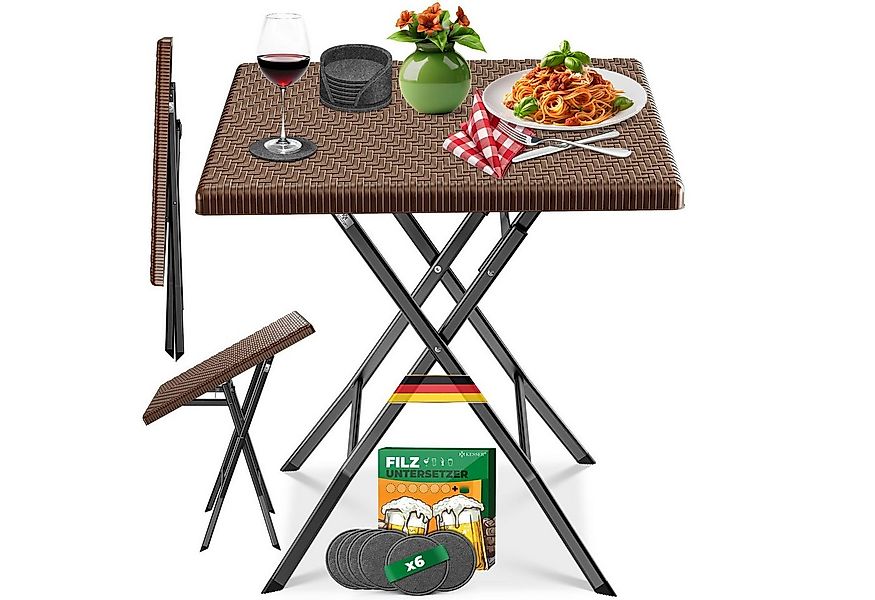 KESSER Bistrotisch Balkontisch klappbar (Gartentisch mit 6 Filz-Untersetzer günstig online kaufen
