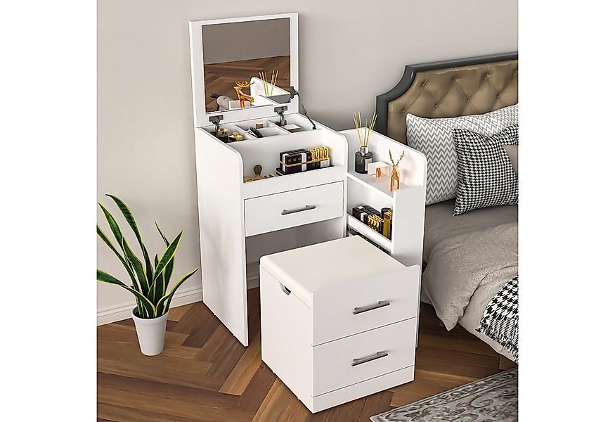 oyajia Schminktisch 3 in 1 Schminktisch mit Hocker, Klapp-Nachttisch, 5 Sch günstig online kaufen