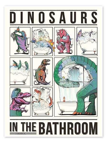 Posterlounge Poster Wyatt9, Dinosaurier im Badezimmer, günstig online kaufen