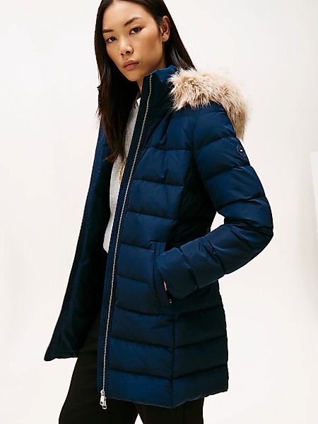 Tommy Hilfiger Steppmantel "MW DOWN SLIM COAT WITH FUR" mit Fellimitat günstig online kaufen