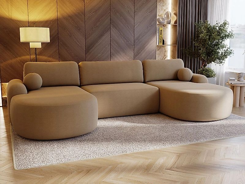 GrainGold Ecksofa U-Form AURIO mit Schlaffunktion günstig online kaufen