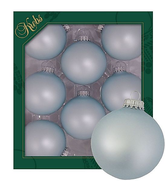 Krebs Glas Lauscha Christbaumschmuck Glaskugel Set - Hellblau - 8 Stück je günstig online kaufen