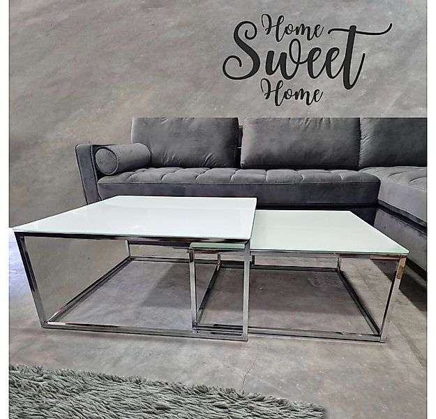 LebensWohnArt Couchtisch 2er Set Design Couchtisch MENTO 75cm Sicherheitsgl günstig online kaufen