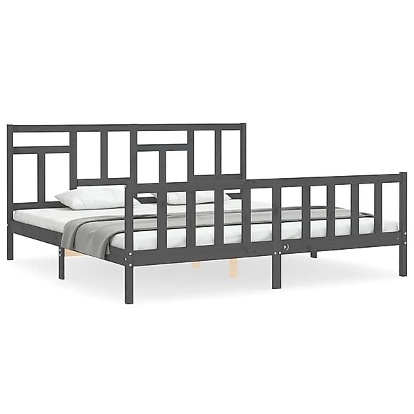 vidaXL Massivholzbett mit Kopfteil Grau 200x200 cm 3193163 günstig online kaufen