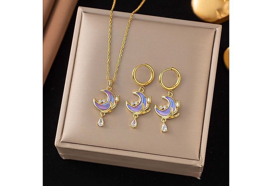 trends for living Schmuckset Mondförmiges Zirkon und Diamant-Halsketten und günstig online kaufen