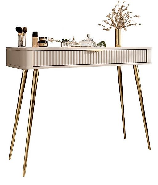 Compleo Schminktisch mit Schublade, Glamour Beige/Schwarz, Lamellen, Elegan günstig online kaufen