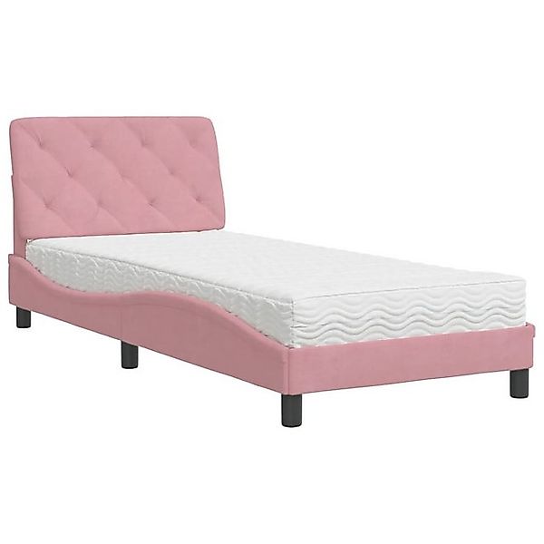 vidaXL Bettgestell, Bett mit Matratze Rosa 90x200 cm Samt günstig online kaufen