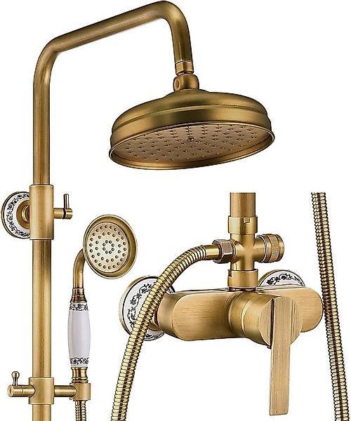 Oihpaw Duschsystem us Messing, goldfarbenes Duschset mit Kopf- und Handbrau günstig online kaufen
