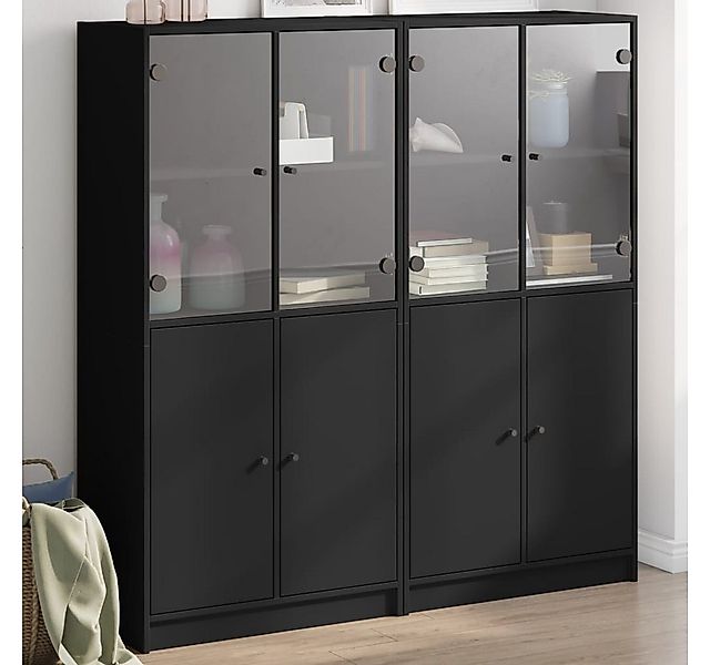 vidaXL Bücherregal Bücherschrank mit Türen Schwarz 136x37x142 cm Spanplatte günstig online kaufen