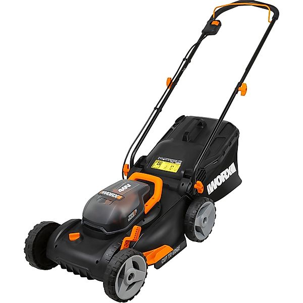 Worx Akkurasenmäher "WG743E" 40V/ 2x4Ah 500m², 40cm/20-80mm, 45 Liter günstig online kaufen