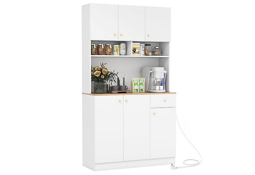 COSTWAY Küchenbuffet Schrank mit Arbeitsplatte, Stauraum, 180cm weiß günstig online kaufen