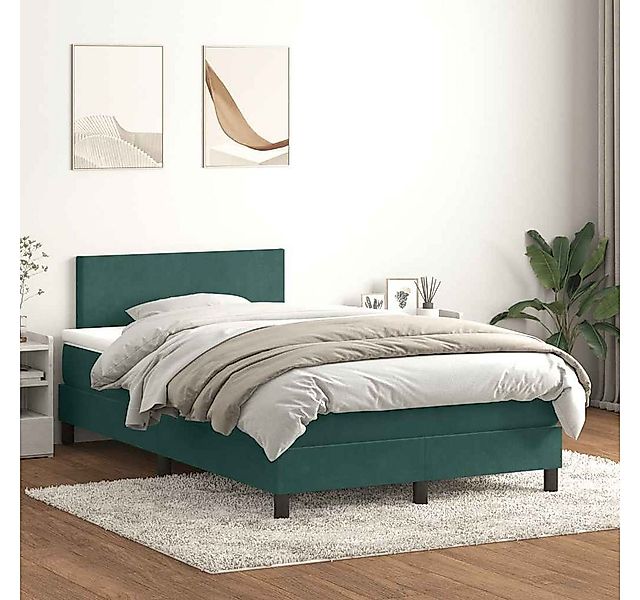 vidaXL Boxspringbett, Boxspringbett mit Matratze Dunkelgrün 120x210 cm Samt günstig online kaufen