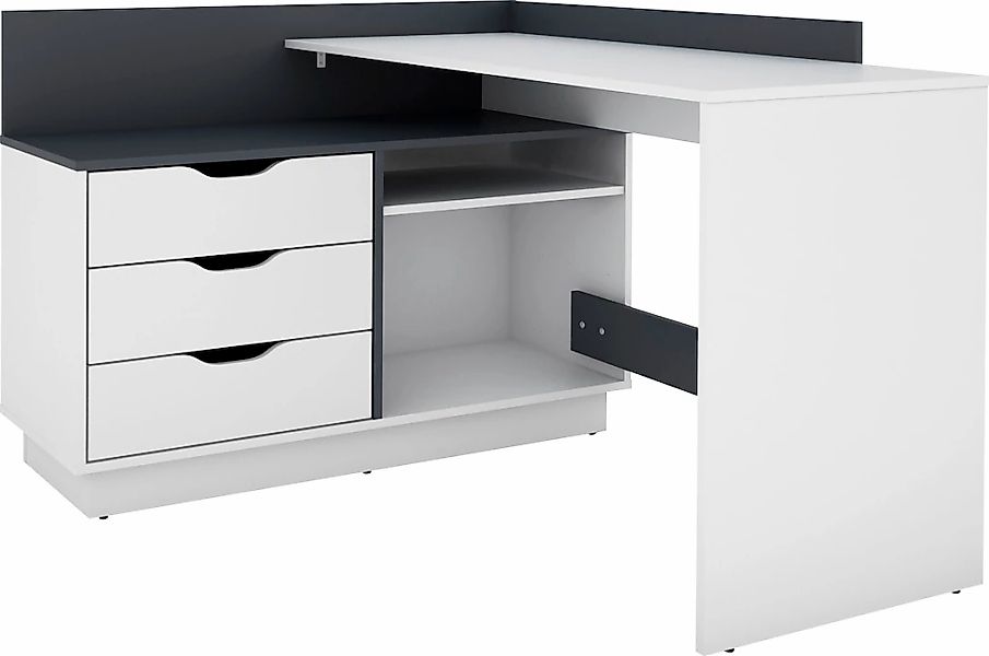 byLIVING Eckschreibtisch "Bern", mit viel Stauraum, Breite 129 cm, rechts o günstig online kaufen